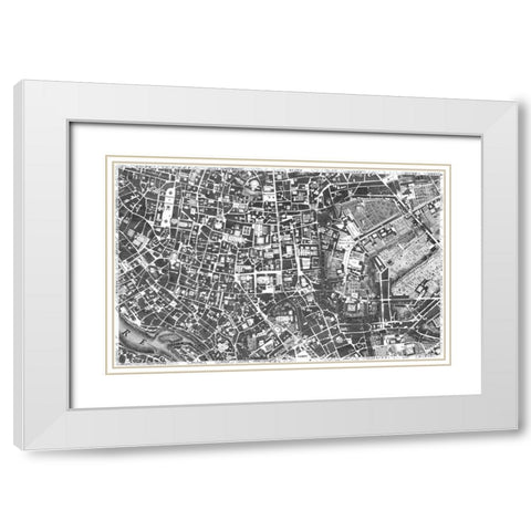 Rome Sectional Map White Modern Wood Framed Art Print with Double Matting by Nolli, Giovanni Battista