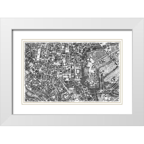 Rome Sectional Map White Modern Wood Framed Art Print with Double Matting by Nolli, Giovanni Battista