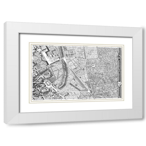Rome Sectional Map White Modern Wood Framed Art Print with Double Matting by Nolli, Giovanni Battista