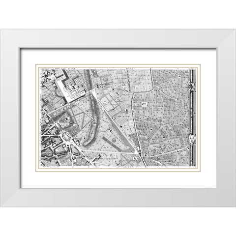 Rome Sectional Map White Modern Wood Framed Art Print with Double Matting by Nolli, Giovanni Battista