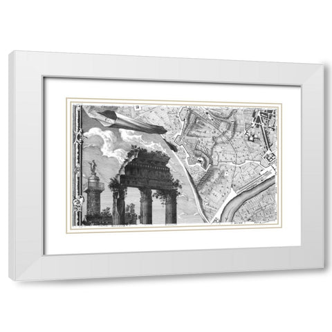 Rome Sectional Map White Modern Wood Framed Art Print with Double Matting by Nolli, Giovanni Battista