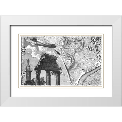 Rome Sectional Map White Modern Wood Framed Art Print with Double Matting by Nolli, Giovanni Battista