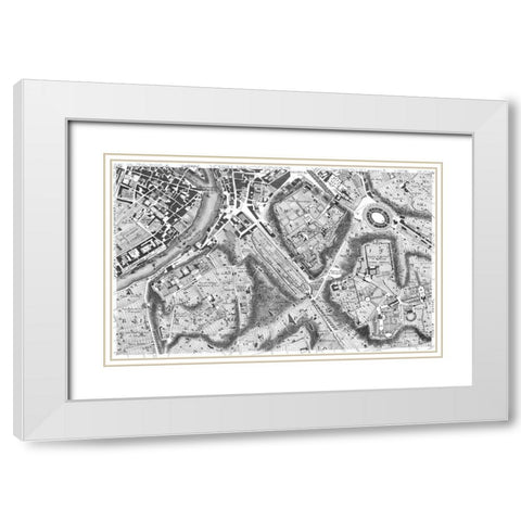 Rome Sectional Map White Modern Wood Framed Art Print with Double Matting by Nolli, Giovanni Battista