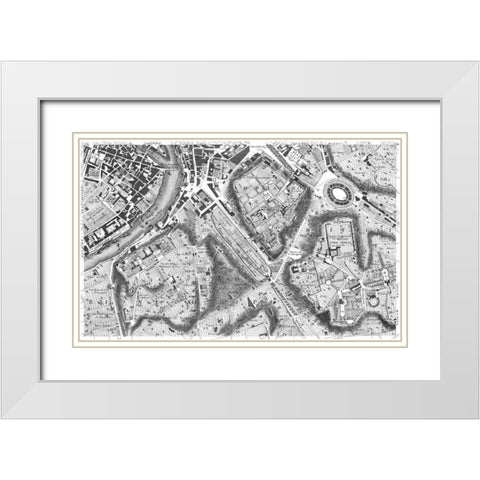 Rome Sectional Map White Modern Wood Framed Art Print with Double Matting by Nolli, Giovanni Battista