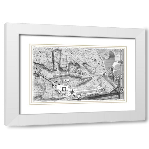 Rome Sectional Map White Modern Wood Framed Art Print with Double Matting by Nolli, Giovanni Battista