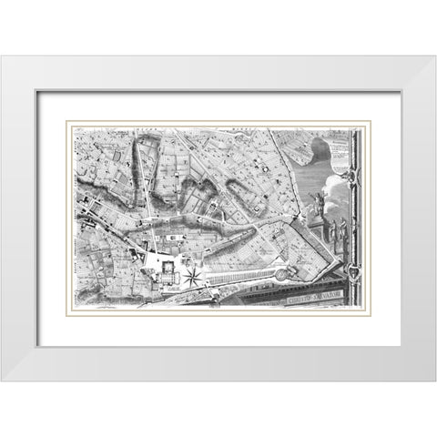 Rome Sectional Map White Modern Wood Framed Art Print with Double Matting by Nolli, Giovanni Battista