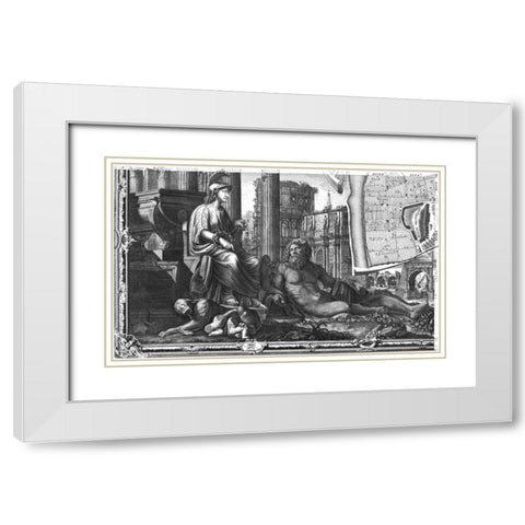 Rome Sectional Map White Modern Wood Framed Art Print with Double Matting by Nolli, Giovanni Battista