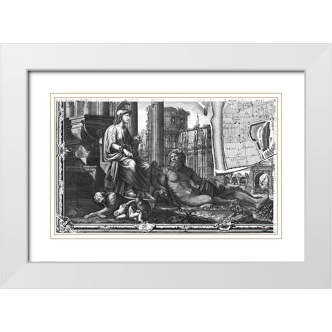 Rome Sectional Map White Modern Wood Framed Art Print with Double Matting by Nolli, Giovanni Battista