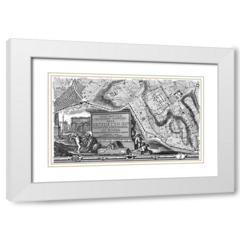 Rome Sectional Map White Modern Wood Framed Art Print with Double Matting by Nolli, Giovanni Battista