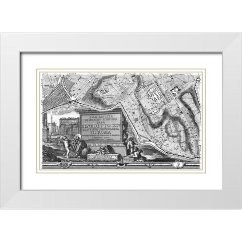 Rome Sectional Map White Modern Wood Framed Art Print with Double Matting by Nolli, Giovanni Battista