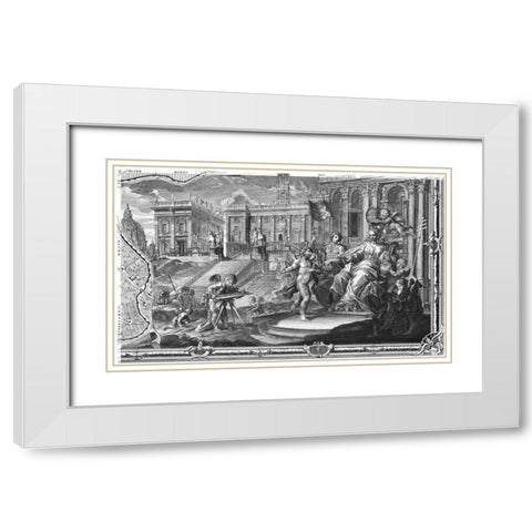Rome Sectional Map White Modern Wood Framed Art Print with Double Matting by Nolli, Giovanni Battista