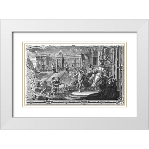 Rome Sectional Map White Modern Wood Framed Art Print with Double Matting by Nolli, Giovanni Battista