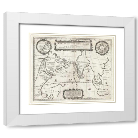 Map of Indian Ocean, 1658 White Modern Wood Framed Art Print with Double Matting by Jansson, Jan