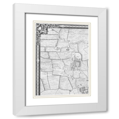 Roque Sectional map of London 1748 White Modern Wood Framed Art Print with Double Matting by Roque, John