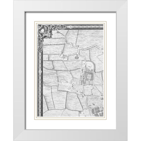 Roque Sectional map of London 1748 White Modern Wood Framed Art Print with Double Matting by Roque, John