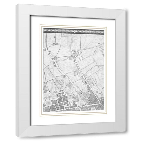 Roque Sectional map of London 1748 White Modern Wood Framed Art Print with Double Matting by Roque, John