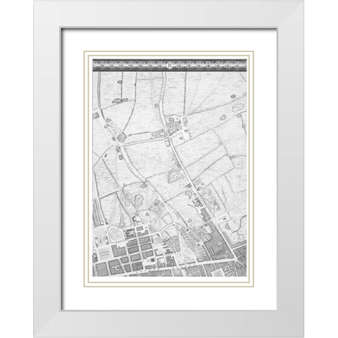 Roque Sectional map of London 1748 White Modern Wood Framed Art Print with Double Matting by Roque, John