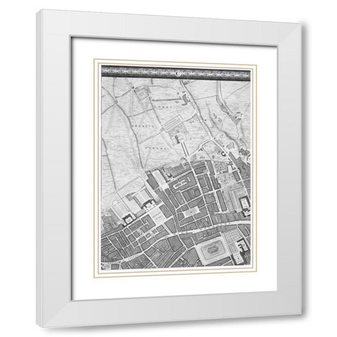 Roque Sectional map of London 1748 White Modern Wood Framed Art Print with Double Matting by Roque, John