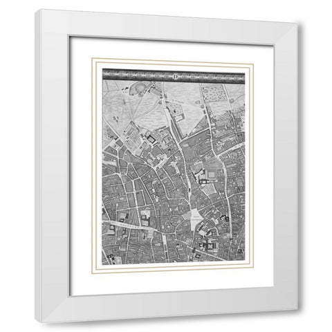 Roque Sectional map of London 1748 White Modern Wood Framed Art Print with Double Matting by Roque, John