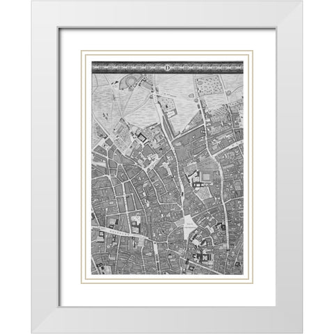 Roque Sectional map of London 1748 White Modern Wood Framed Art Print with Double Matting by Roque, John
