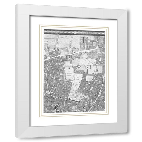 Roque Sectional map of London 1748 White Modern Wood Framed Art Print with Double Matting by Roque, John