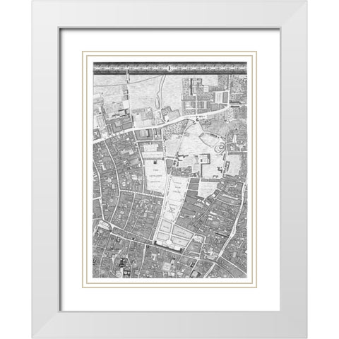 Roque Sectional map of London 1748 White Modern Wood Framed Art Print with Double Matting by Roque, John