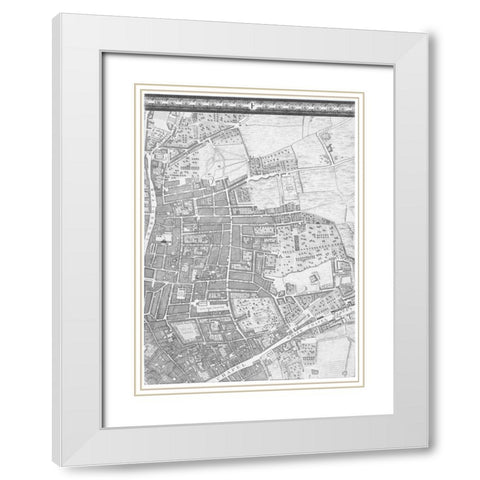 Roque Sectional map of London 1748 White Modern Wood Framed Art Print with Double Matting by Roque, John