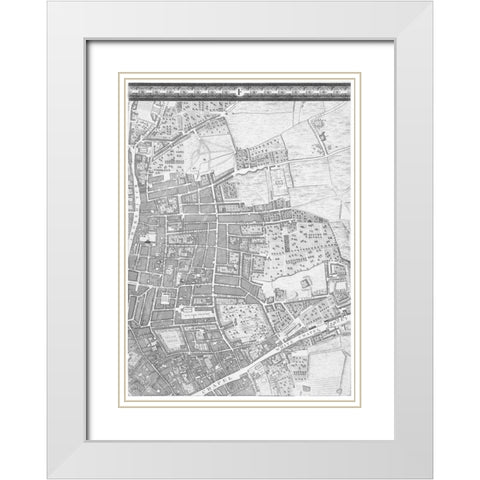 Roque Sectional map of London 1748 White Modern Wood Framed Art Print with Double Matting by Roque, John