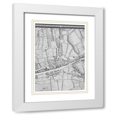 Roque Sectional map of London 1748 White Modern Wood Framed Art Print with Double Matting by Roque, John