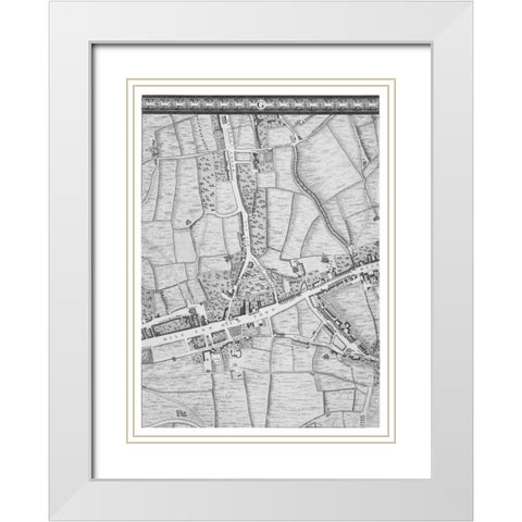 Roque Sectional map of London 1748 White Modern Wood Framed Art Print with Double Matting by Roque, John