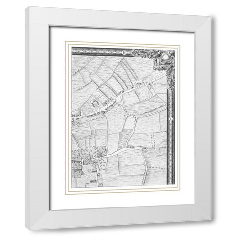 Roque Sectional map of London 1748 White Modern Wood Framed Art Print with Double Matting by Roque, John