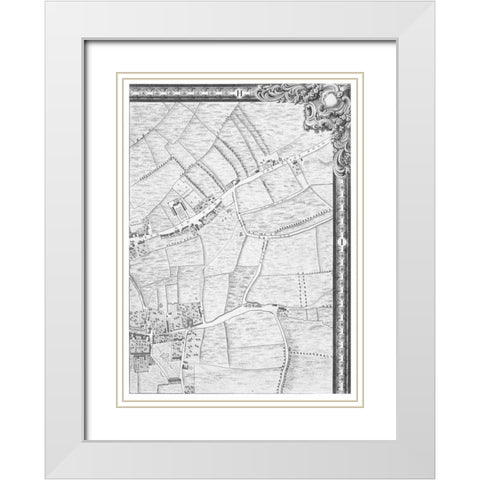 Roque Sectional map of London 1748 White Modern Wood Framed Art Print with Double Matting by Roque, John