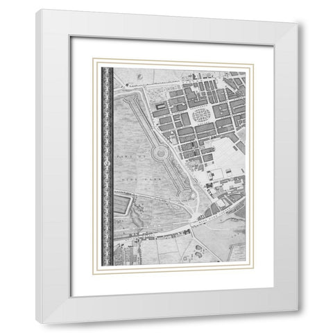 Roque Sectional map of London 1748 White Modern Wood Framed Art Print with Double Matting by Roque, John