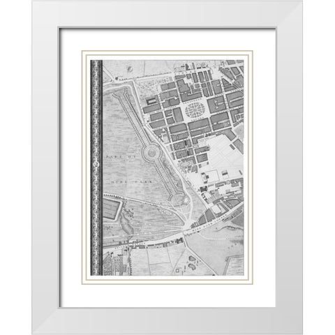 Roque Sectional map of London 1748 White Modern Wood Framed Art Print with Double Matting by Roque, John