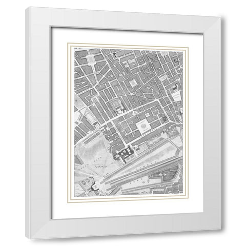 Roque Sectional map of London 1748 White Modern Wood Framed Art Print with Double Matting by Roque, John