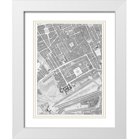 Roque Sectional map of London 1748 White Modern Wood Framed Art Print with Double Matting by Roque, John