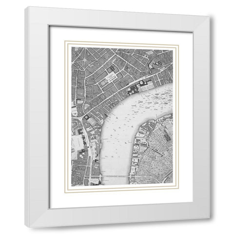 Roque Sectional map of London 1748 White Modern Wood Framed Art Print with Double Matting by Roque, John