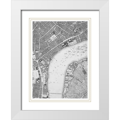 Roque Sectional map of London 1748 White Modern Wood Framed Art Print with Double Matting by Roque, John