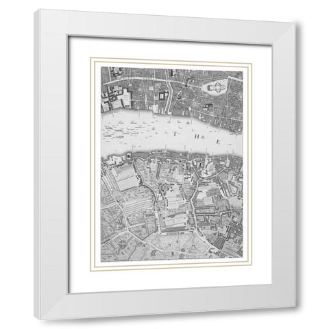 Roque Sectional map of London 1748 White Modern Wood Framed Art Print with Double Matting by Roque, John