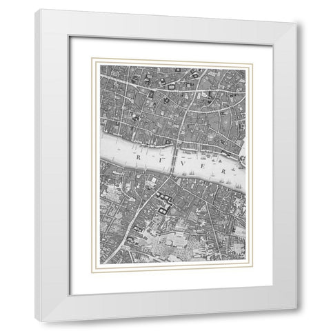 Roque Sectional map of London 1748 White Modern Wood Framed Art Print with Double Matting by Roque, John