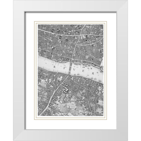 Roque Sectional map of London 1748 White Modern Wood Framed Art Print with Double Matting by Roque, John