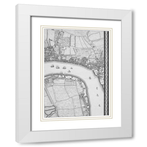 Roque Sectional map of London 1748 White Modern Wood Framed Art Print with Double Matting by Roque, John