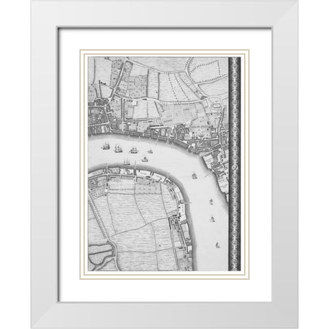 Roque Sectional map of London 1748 White Modern Wood Framed Art Print with Double Matting by Roque, John