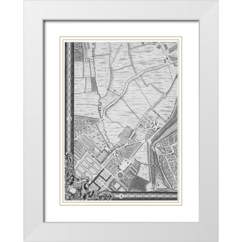 Roque Sectional map of London 1748 White Modern Wood Framed Art Print with Double Matting by Roque, John