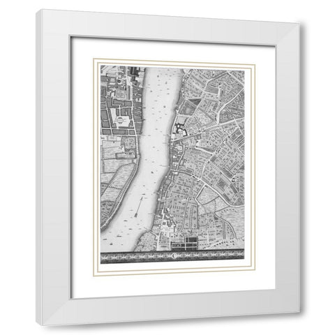 Roque Sectional map of London 1748 White Modern Wood Framed Art Print with Double Matting by Roque, John