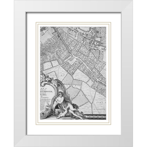 Roque Sectional map of London 1748 White Modern Wood Framed Art Print with Double Matting by Roque, John