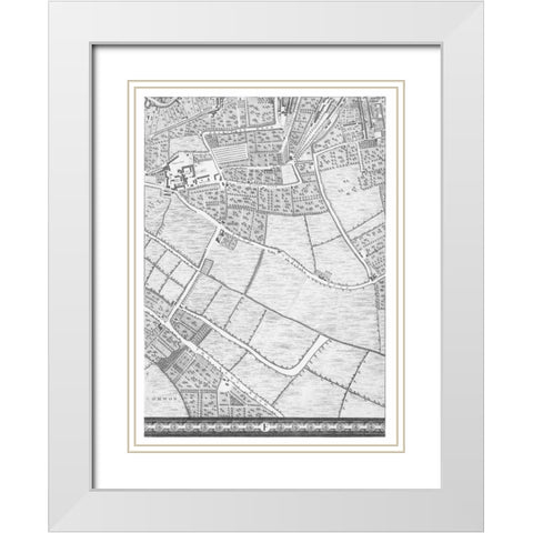 Roque Sectional map of London 1748 White Modern Wood Framed Art Print with Double Matting by Roque, John