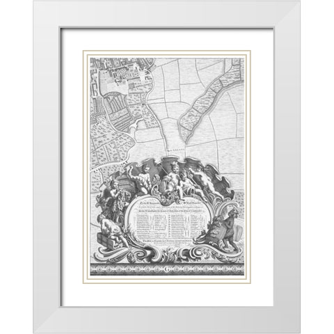 Roque Sectional map of London 1748 White Modern Wood Framed Art Print with Double Matting by Roque, John