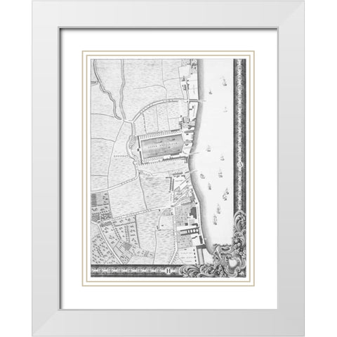 Roque Sectional map of London 1748 White Modern Wood Framed Art Print with Double Matting by Roque, John