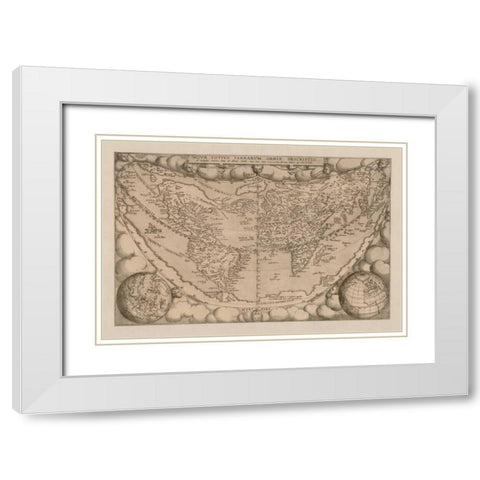 Nova tutius terrarum, 1571 White Modern Wood Framed Art Print with Double Matting by Ortelius, Abraham